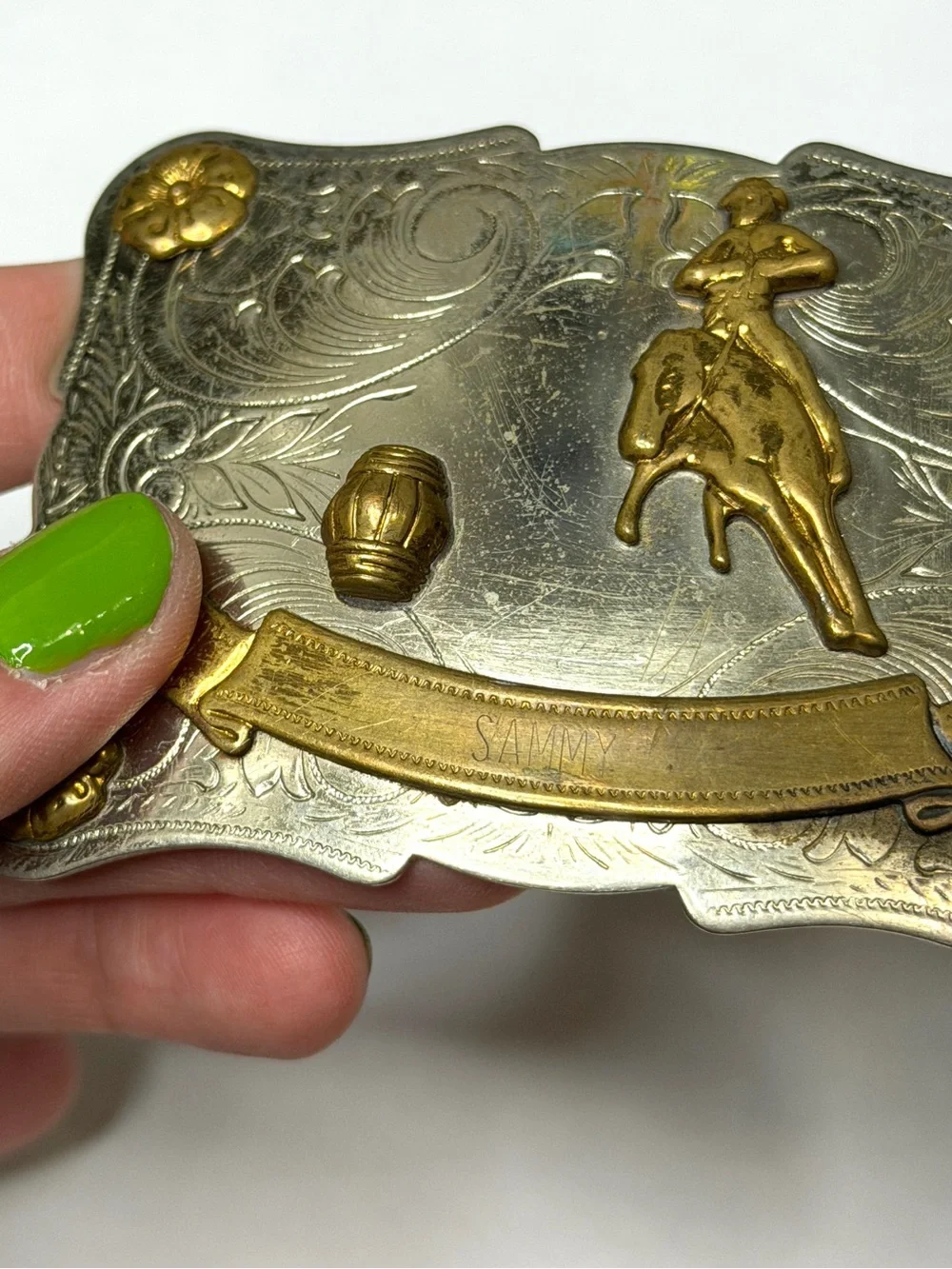 Western Rodeo Buckle - Gold & Silver Two-Tone “Sammy”